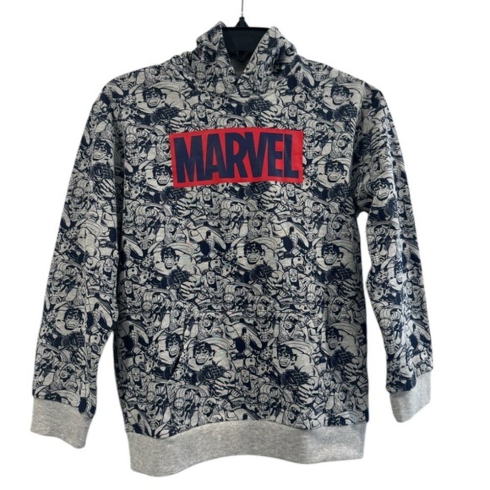 Marvel Pullover Hoody Sweatshirt Boys Kids Large (14) Iron Man Captain America